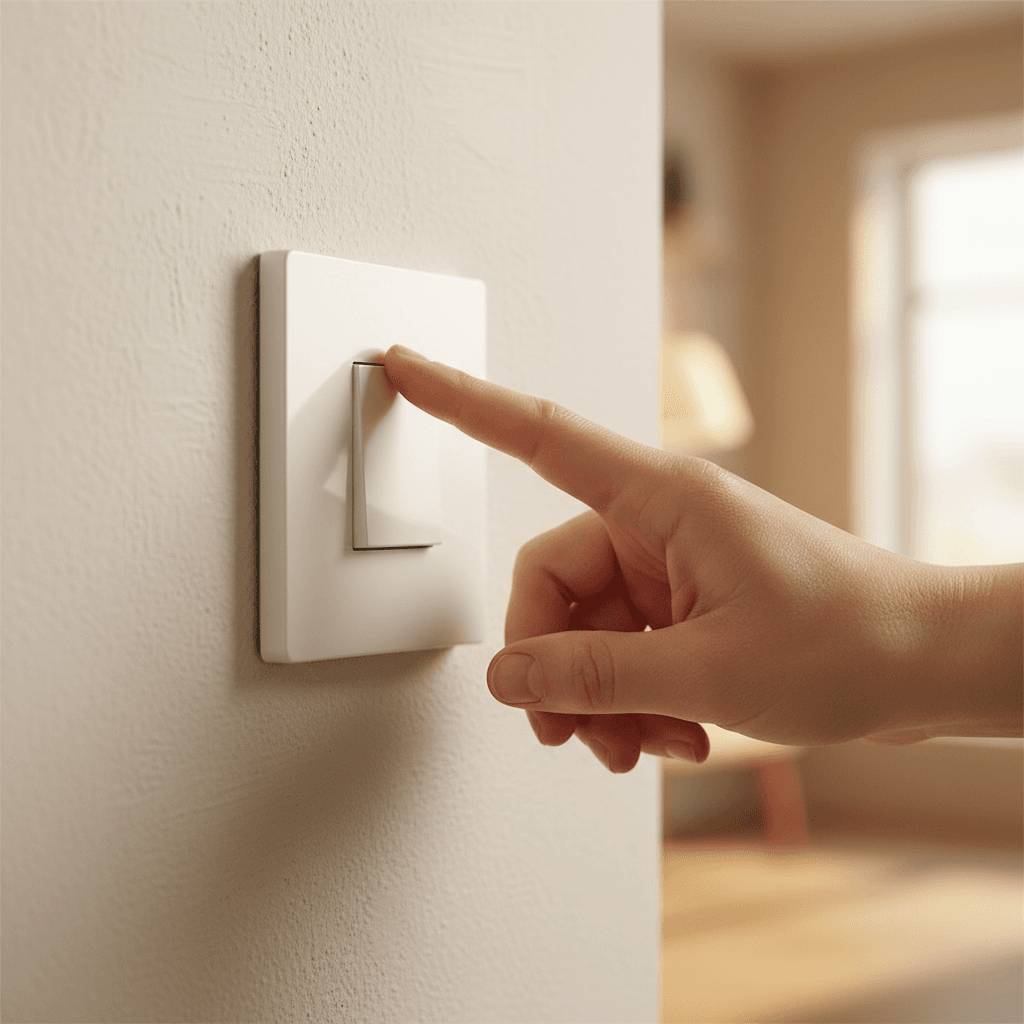 Hand flipping a new light switch