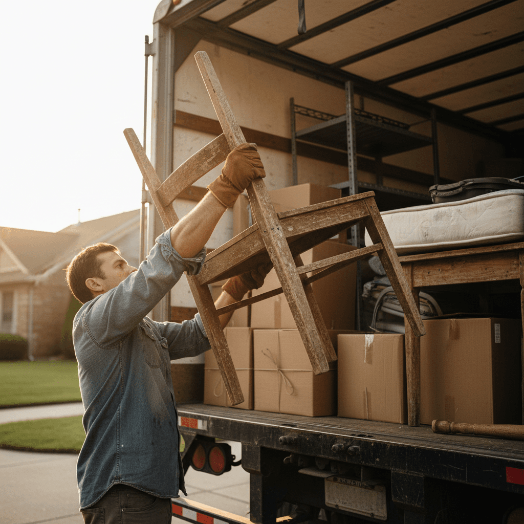 Junk removal and hauling service in action